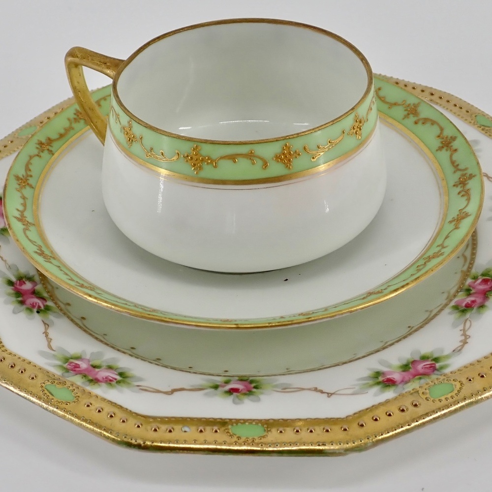Antique Noritake Morimura Plate & LFH Nippon Tea Cup & Saucer Near Matching Set